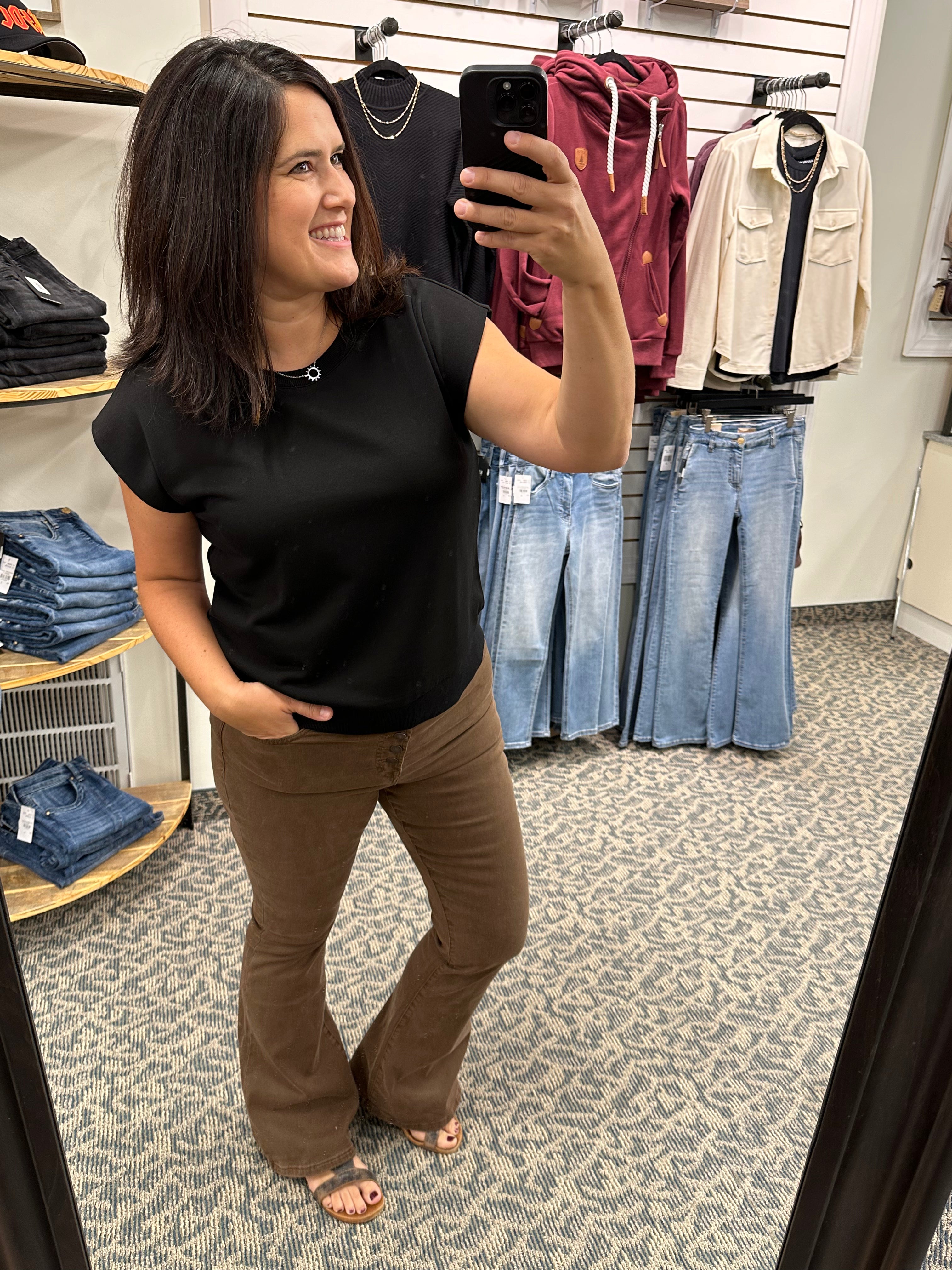 Brown High Rise Flare (Mica) Bottom- Pants MICA DENIM