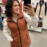 Long Terracotta Down Vest Outerwear - Vest Anorak