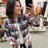 Navy Red Cream Marlee Plaid Tops - Button Ups PANACHE