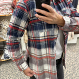 Navy Red Cream Marlee Plaid Tops - Button Ups PANACHE