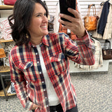 Red Navy Tan Marlee Plaid Tops - Button Ups PANACHE