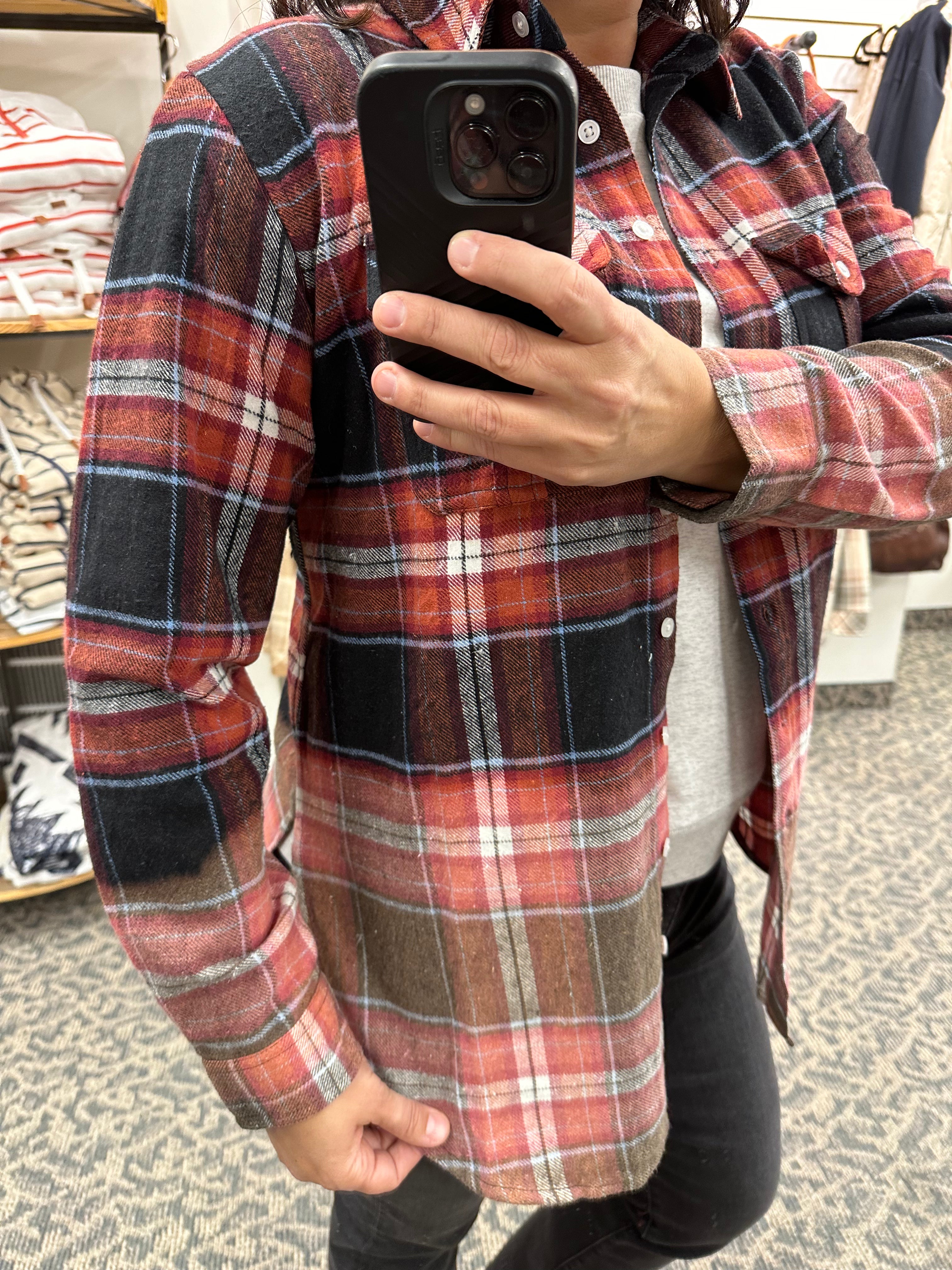 Black Rust Blue Marlee Plaid Tops - Button Ups PANACHE