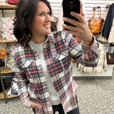 Cream Navy Red Green Marlee Plaid Tops - Button Ups PANACHE
