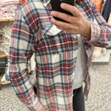Cream Navy Red Green Marlee Plaid Tops - Button Ups PANACHE
