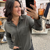 Alaia Dark Ivy Button Down Shirt Tops - Button Ups RD International