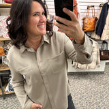 Alaia Taupe Button Down Shirt Tops - Button Ups RD International