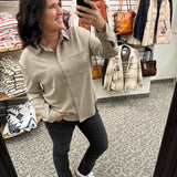 Alaia Taupe Button Down Shirt Tops - Button Ups RD International