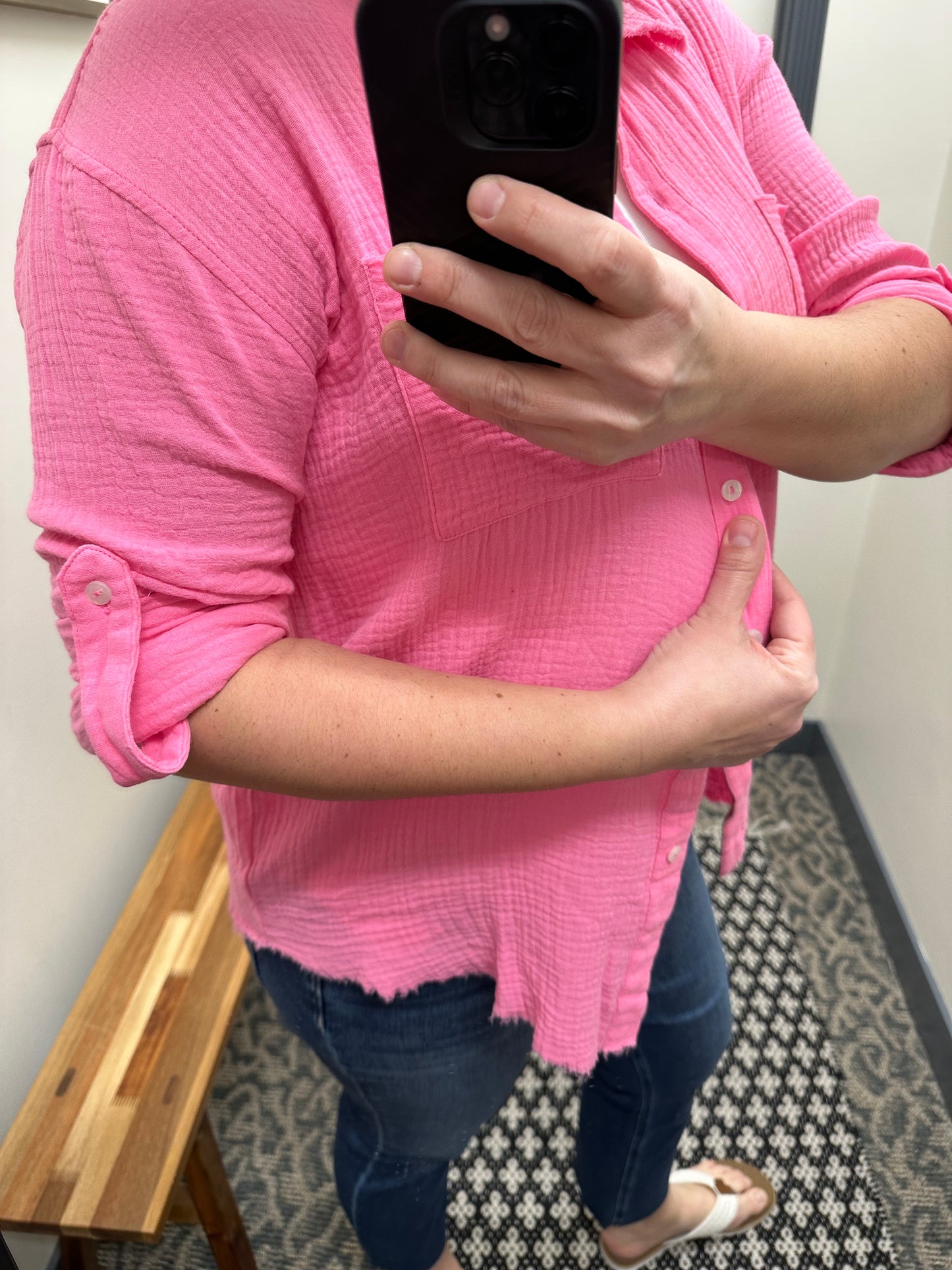 Candy Pink Button Down Shirt