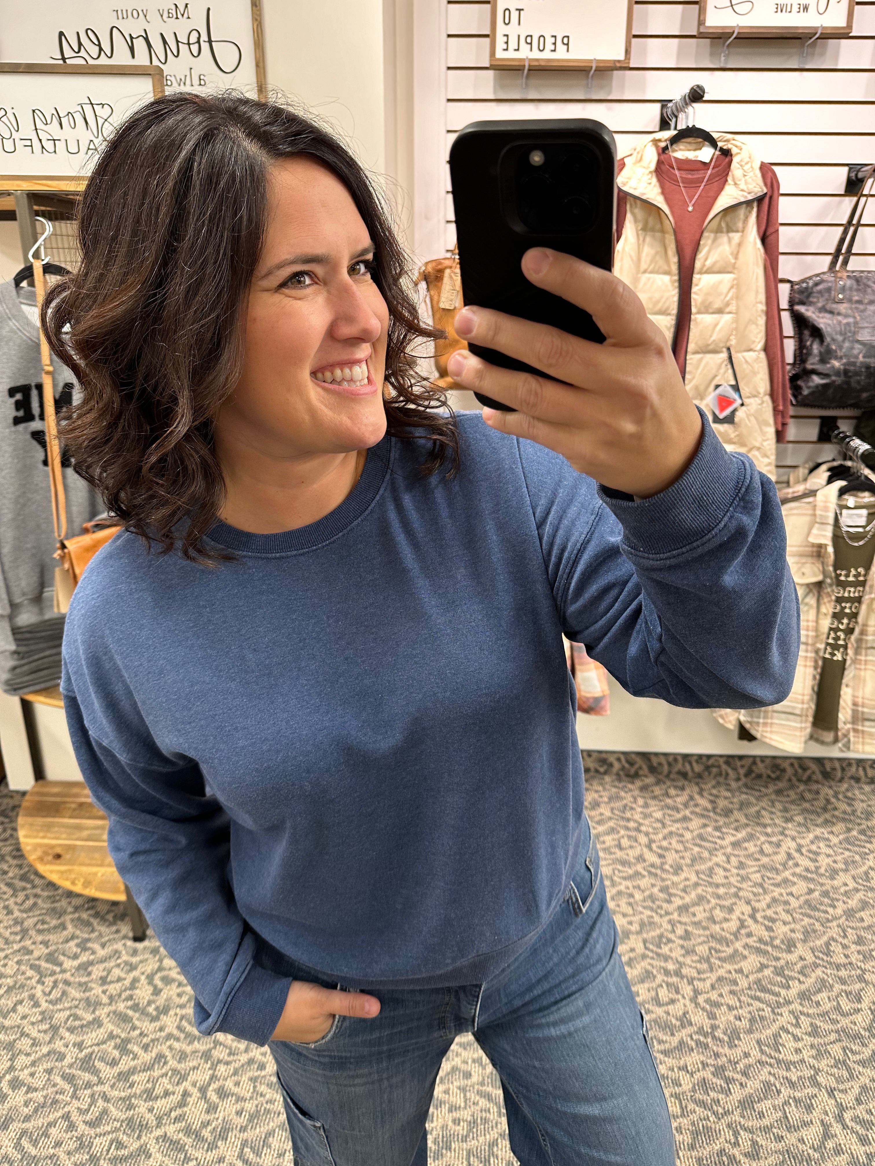 Navy Downy Top Top - Sweatshirt THREAD & SUPPLY