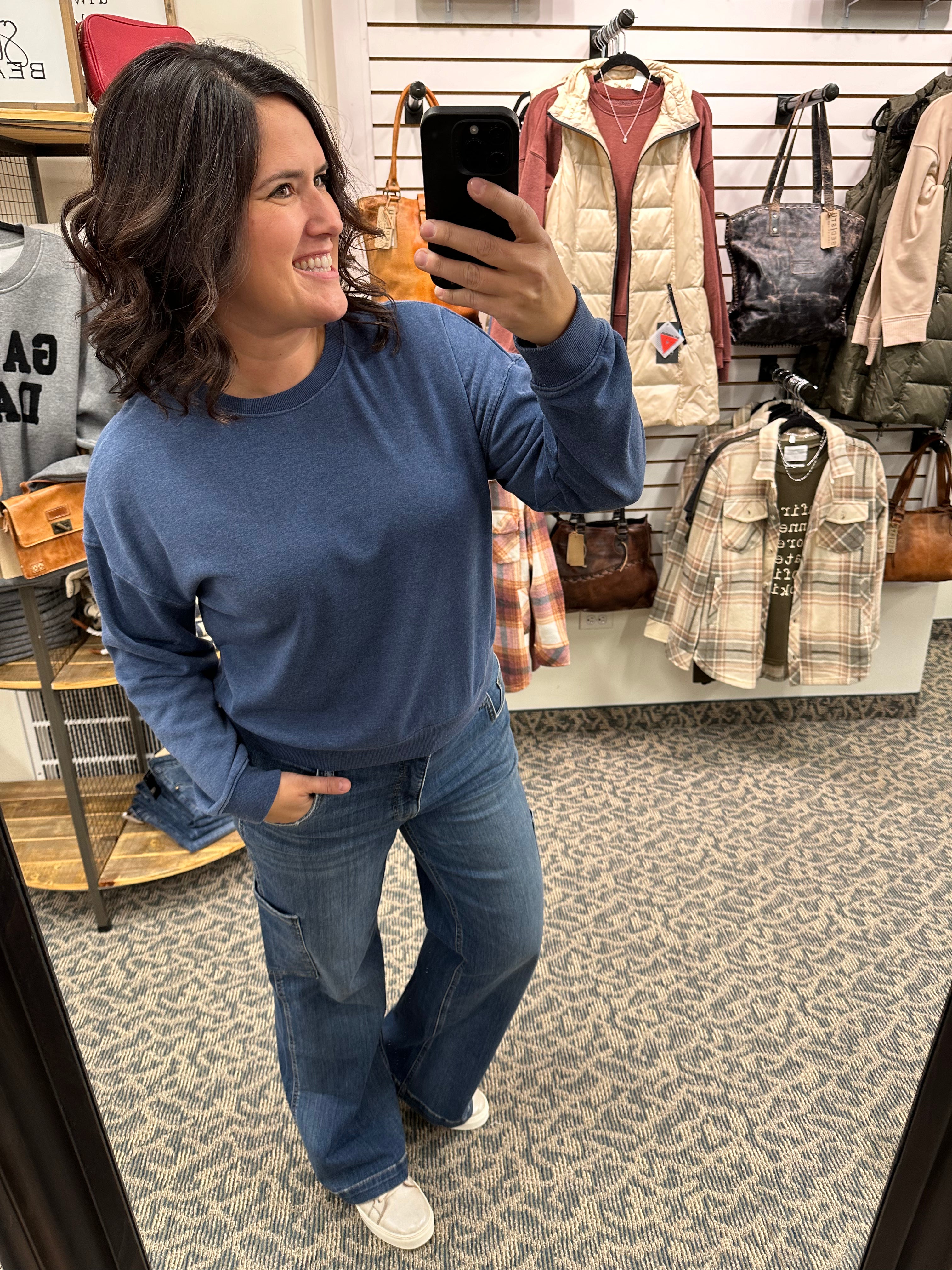 Navy Downy Top Top - Sweatshirt THREAD & SUPPLY