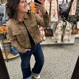 Brown Hendrix Pleated Pocket Jacket (Kut) Outerwear- Jackets KUT FROM THE KLOTH