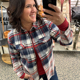 Navy Red Cream Marlee Plaid Tops - Button Ups PANACHE
