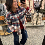 Navy Red Cream Marlee Plaid Tops - Button Ups PANACHE