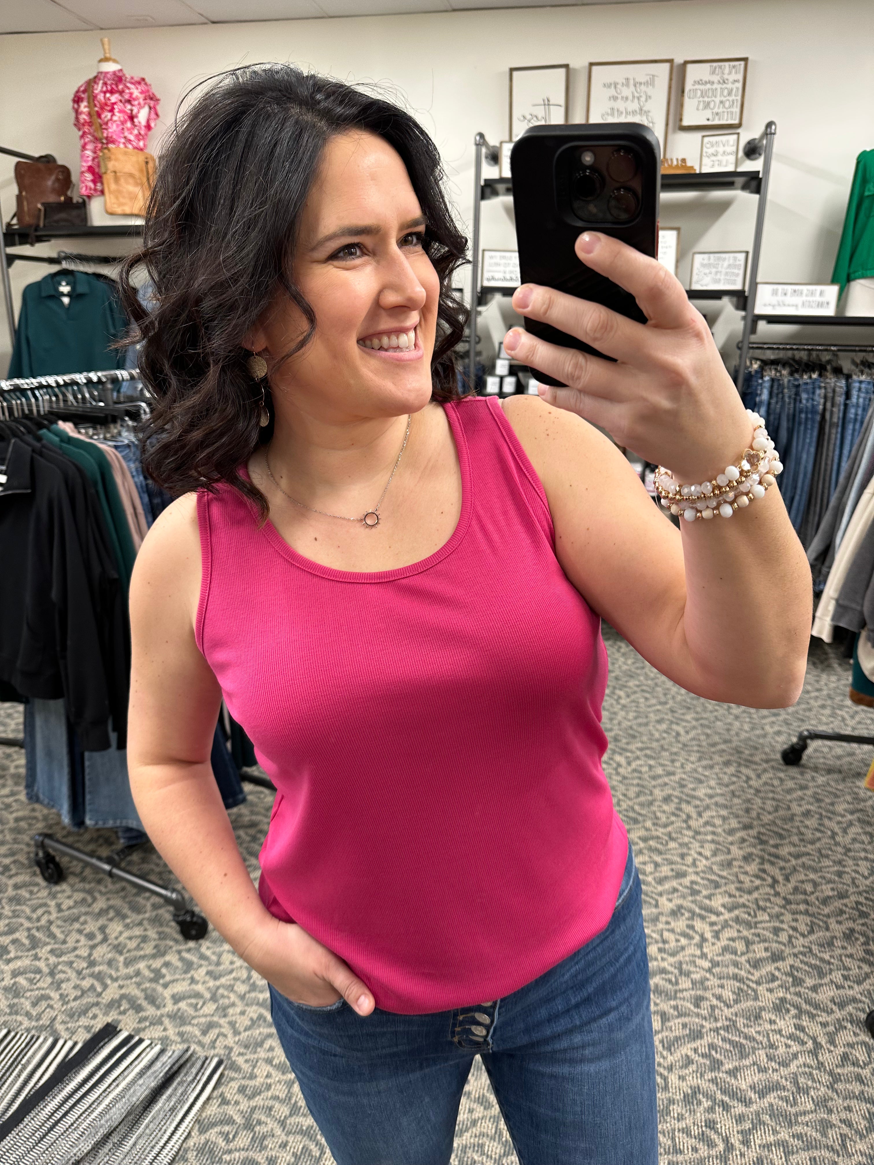Fuchsia Round Neck Tank TANK TOP STACCATO