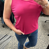 Fuchsia Round Neck Tank TANK TOP STACCATO