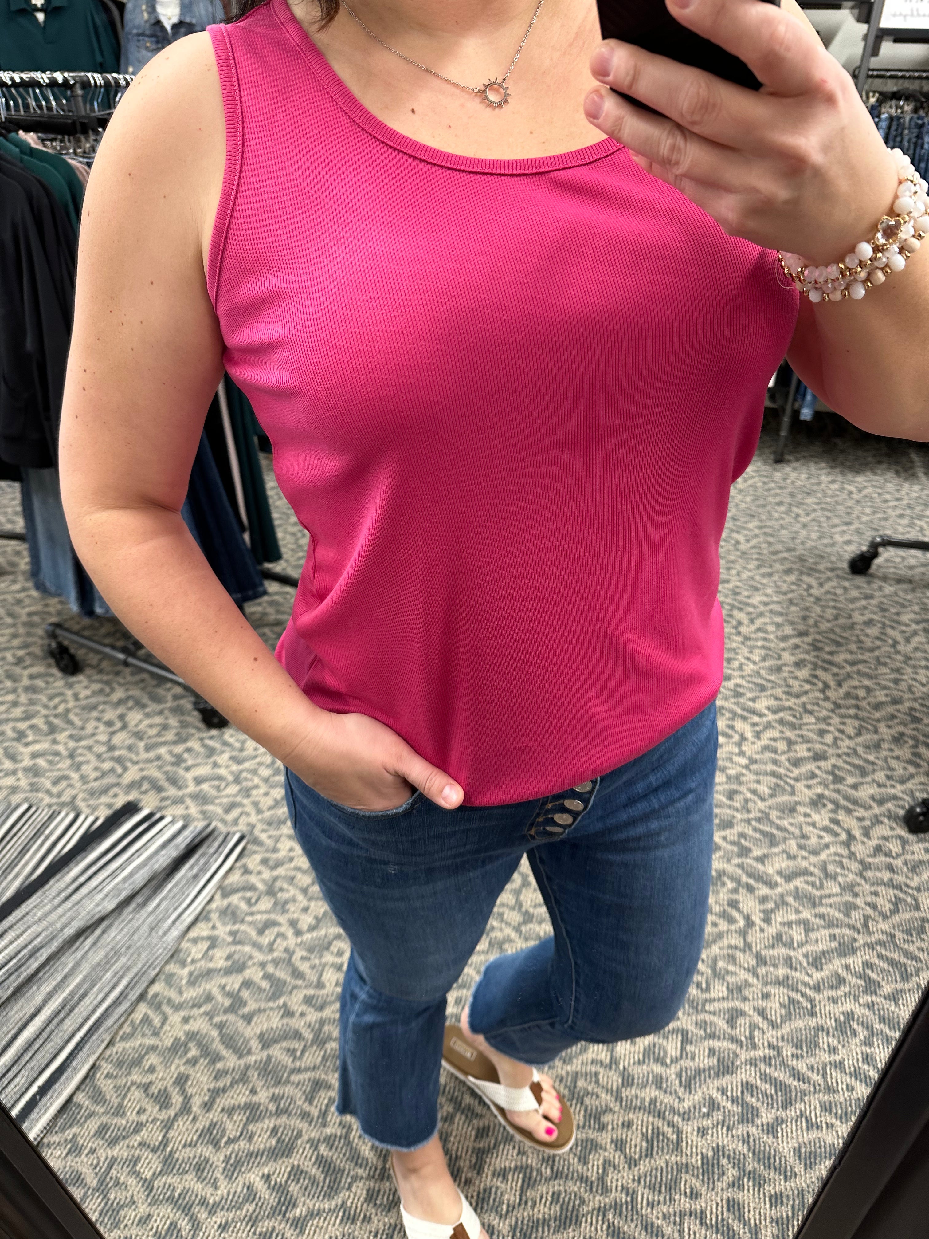 Fuchsia Round Neck Tank TANK TOP STACCATO
