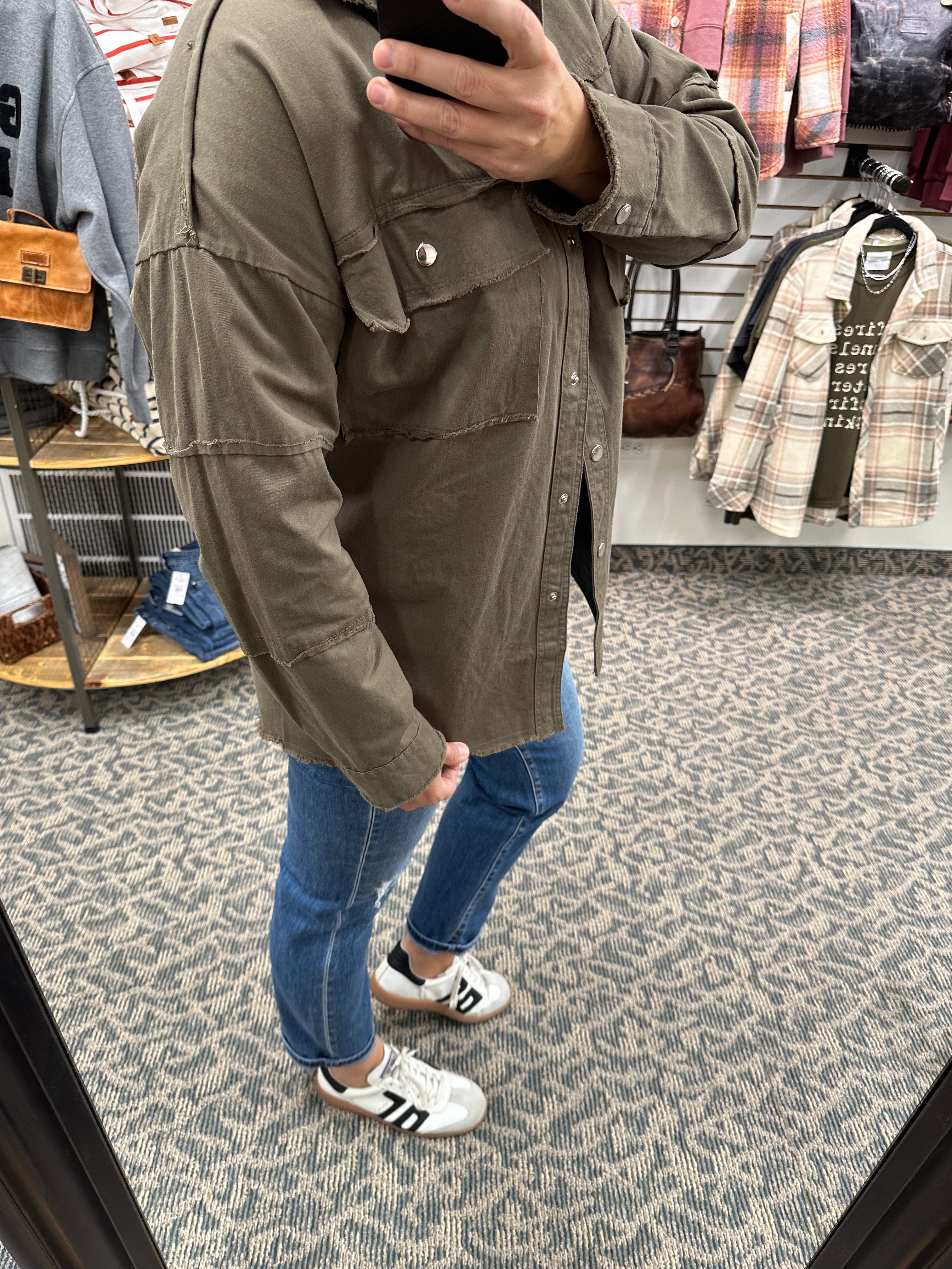 Olive Whiskey Weather Shacket Outerwear- Jackets PANACHE