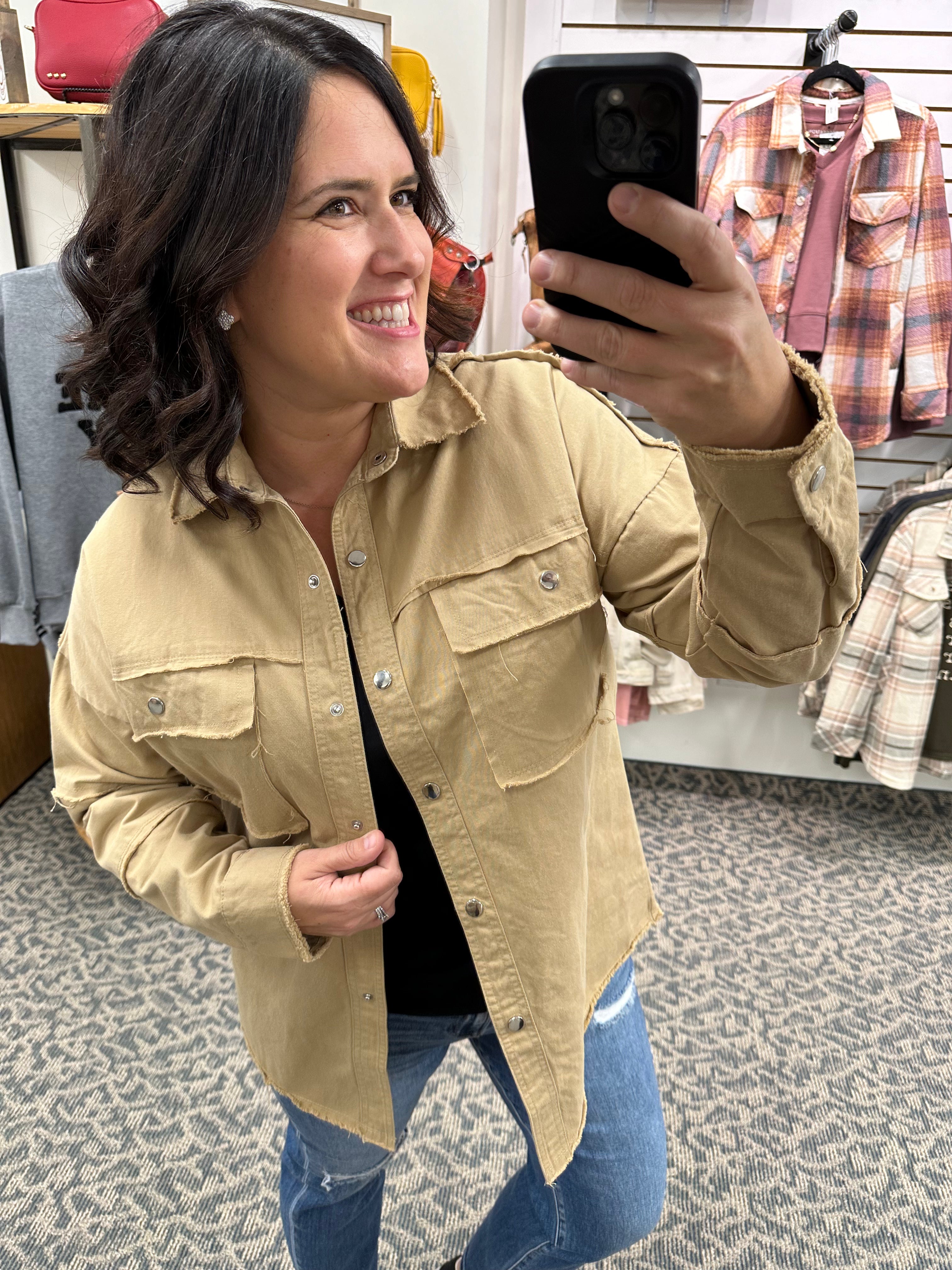Tan Whiskey Weather Shacket Outerwear- Jackets PANACHE