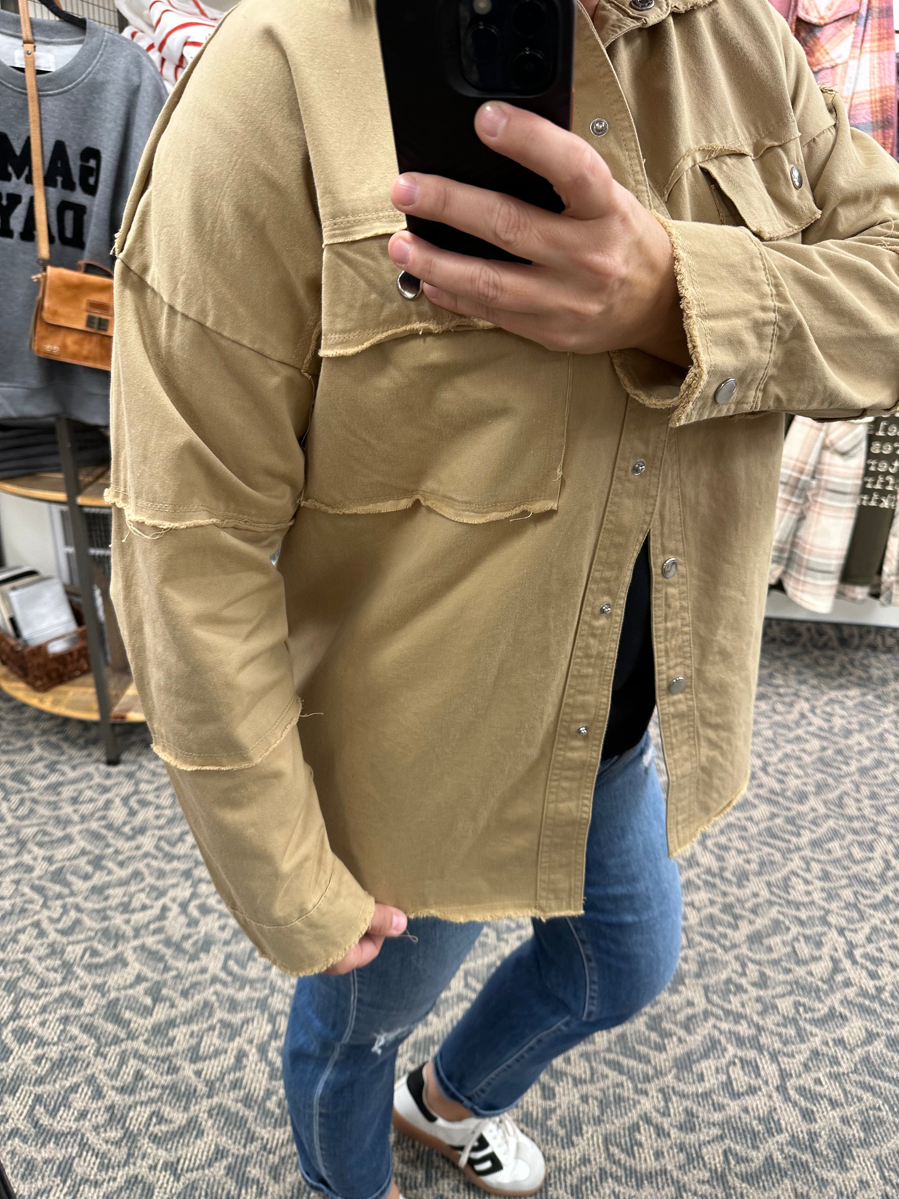 Tan Whiskey Weather Shacket Outerwear- Jackets PANACHE