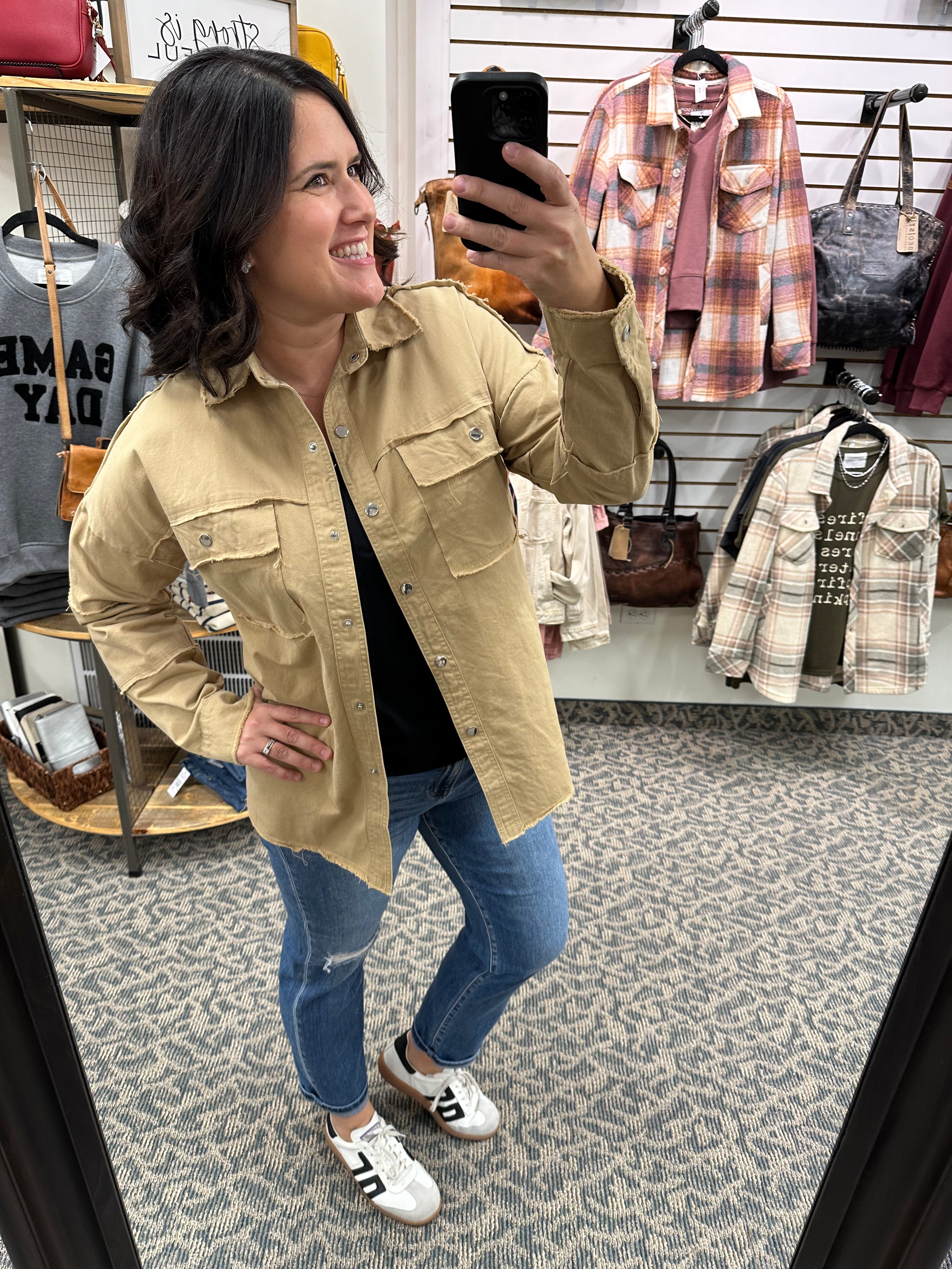 Tan Whiskey Weather Shacket Outerwear- Jackets PANACHE