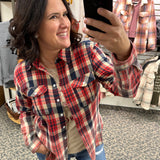 Red Navy Tan Marlee Plaid Tops - Button Ups PANACHE