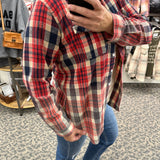 Red Navy Tan Marlee Plaid Tops - Button Ups PANACHE