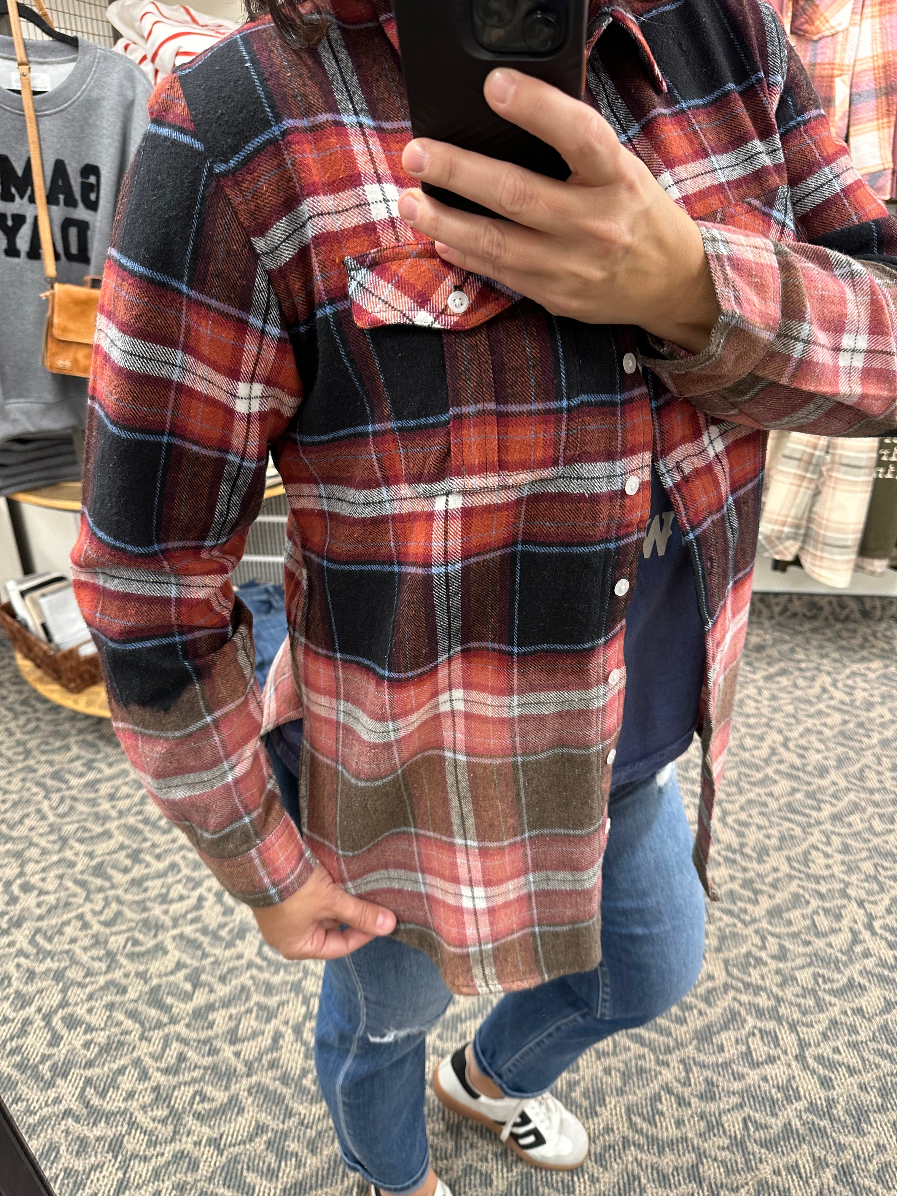 Black Rust Blue Marlee Plaid Tops - Button Ups PANACHE