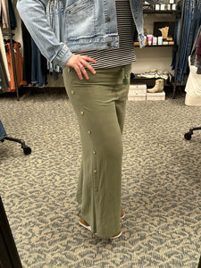 Olive Side Button Pants