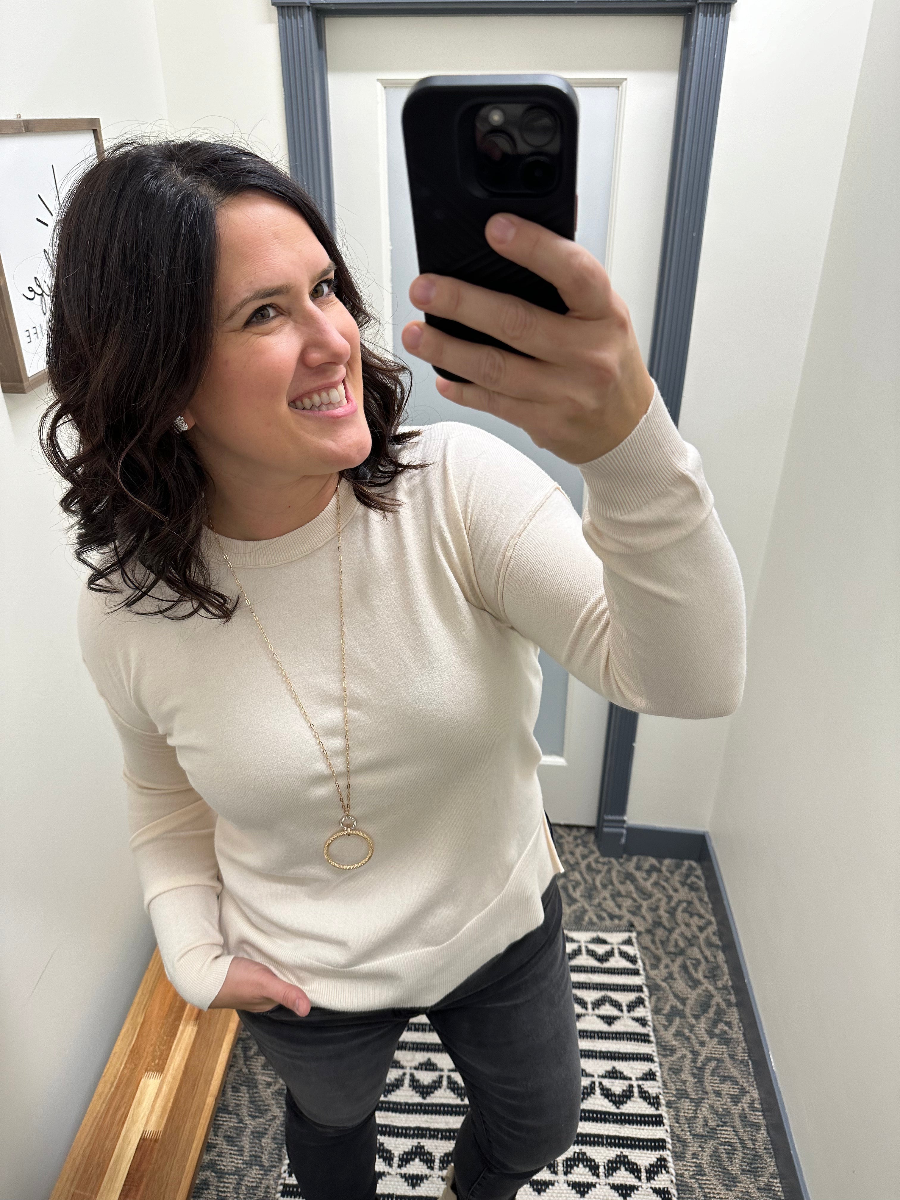 Cream Sweater Top Top - Sweater BE COOL