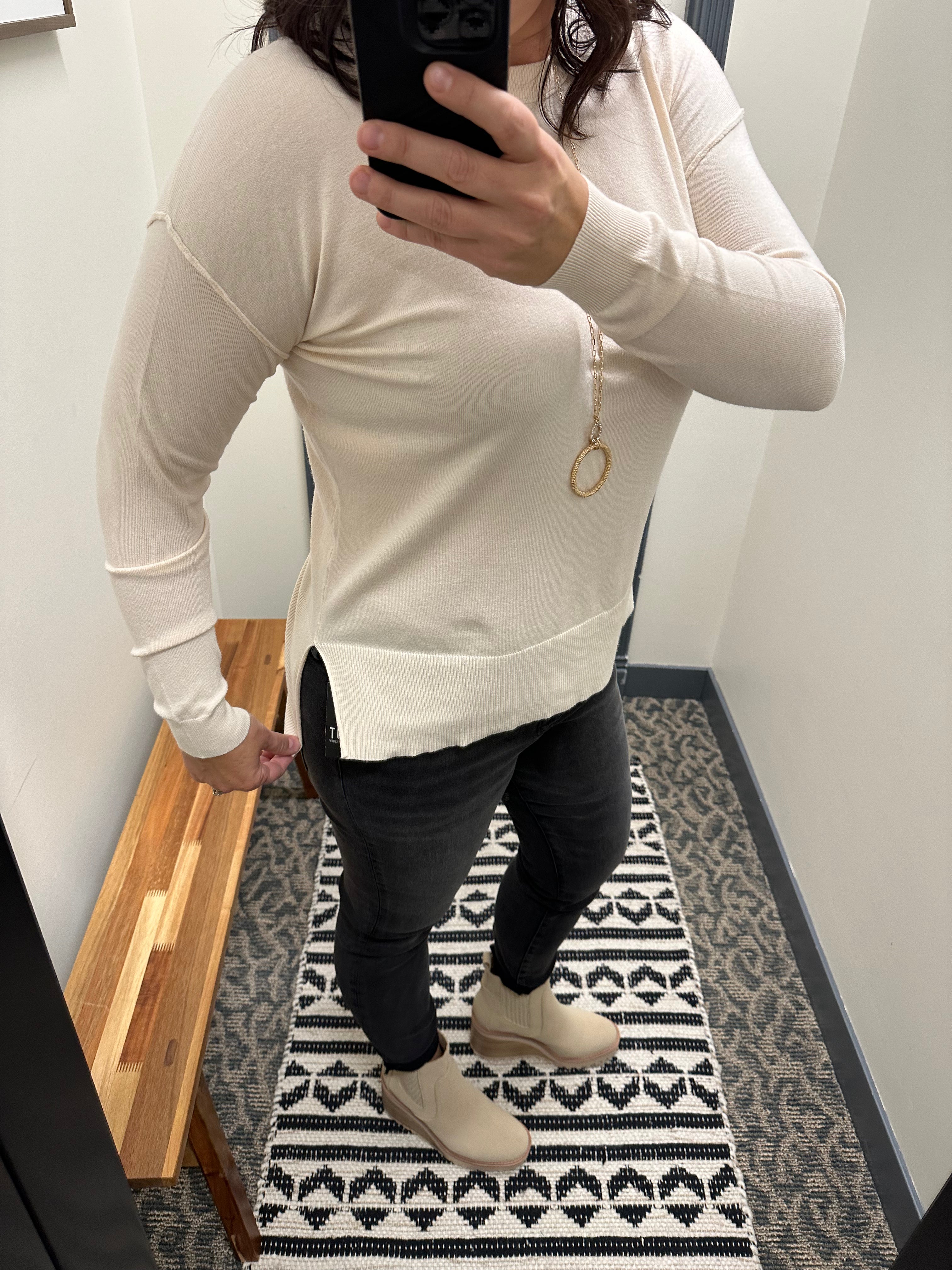 Cream Sweater Top Top - Sweater BE COOL
