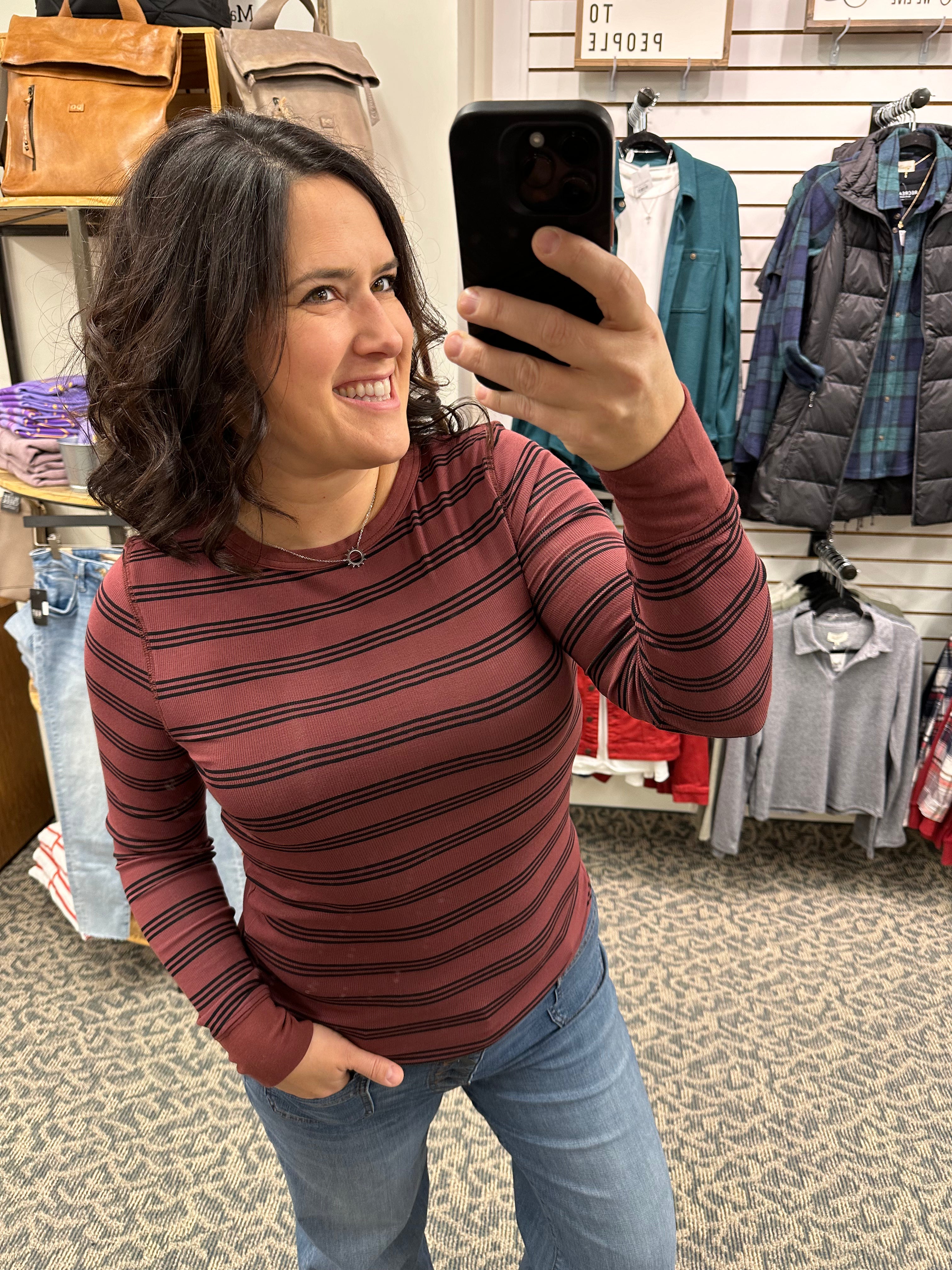 Sable Black Stripe Stacy Top Top - Tee THREAD & SUPPLY