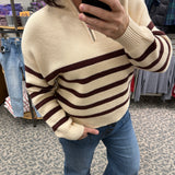 Ivory Brown Stripe Russell Pullover Top - Sweater THREAD & SUPPLY