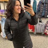Black Quilted Hooded Jacket Outerwear- Jackets Anorak