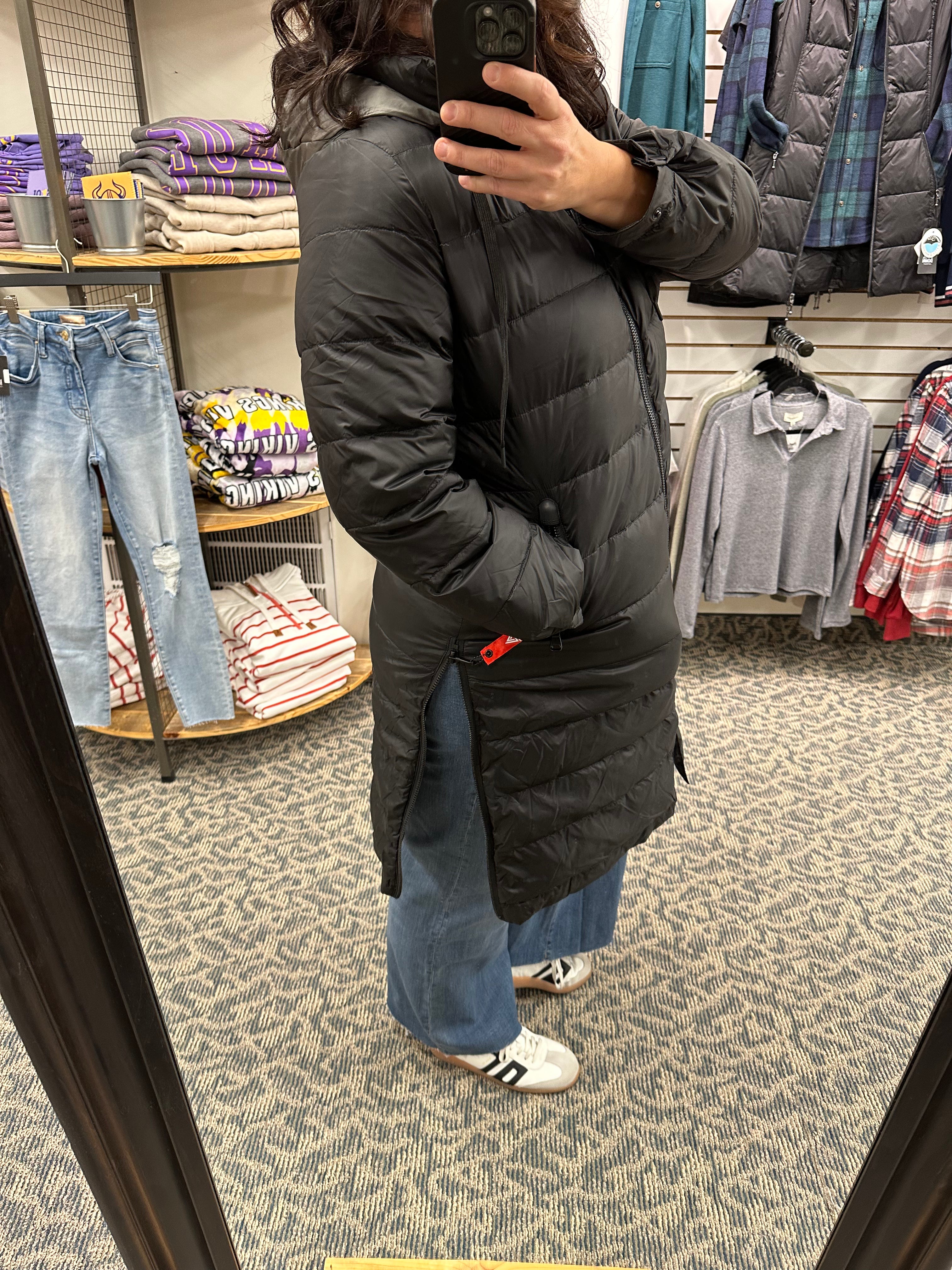 Black Quilted Hooded Jacket Outerwear- Jackets Anorak