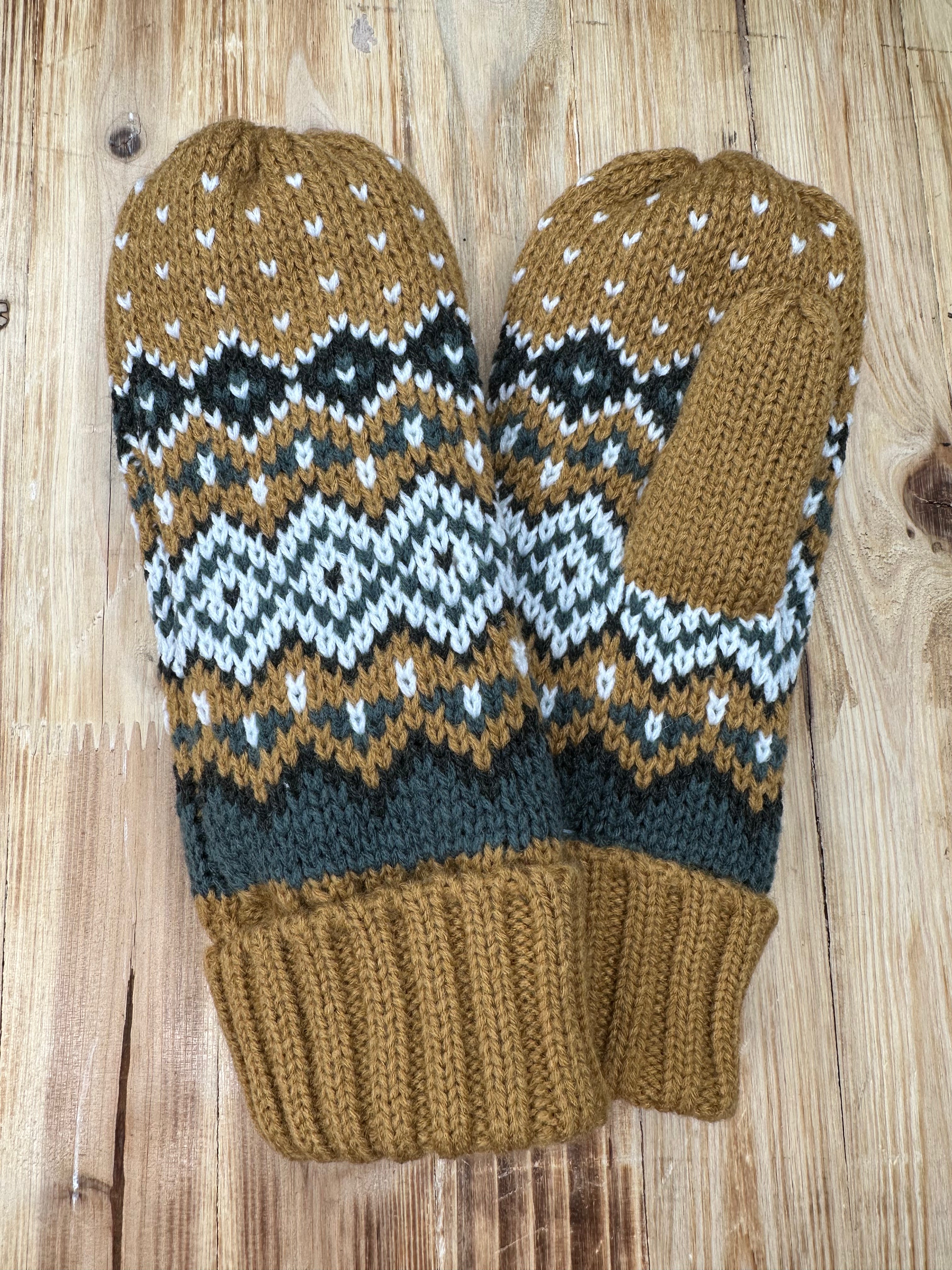 Camel Black White Blue Mittens Accessories - Hat PANACHE