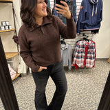 Heather Coffee Amaya Sweater Top - Sweater THREAD & SUPPLY