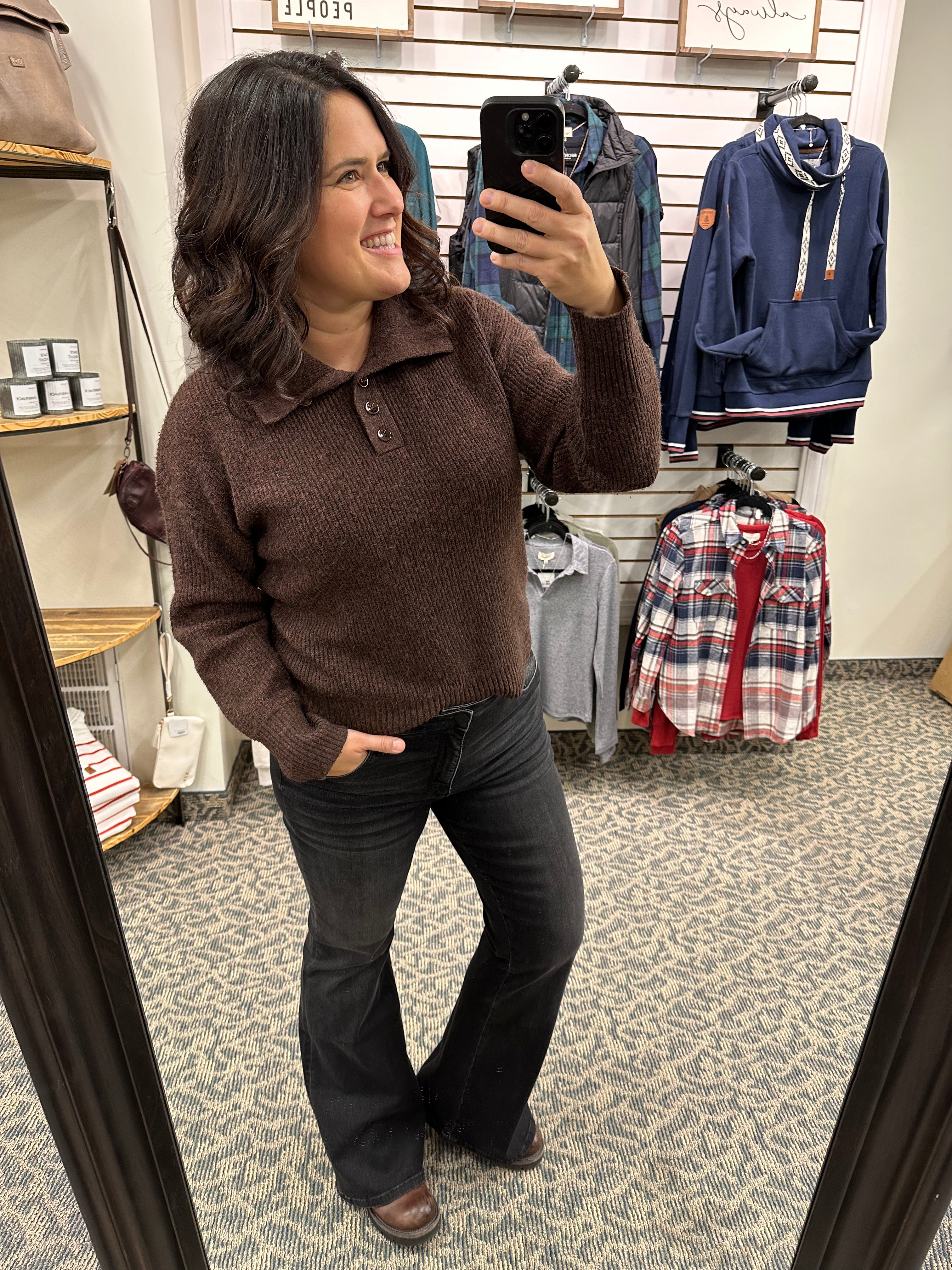 Heather Coffee Amaya Sweater Top - Sweater THREAD & SUPPLY
