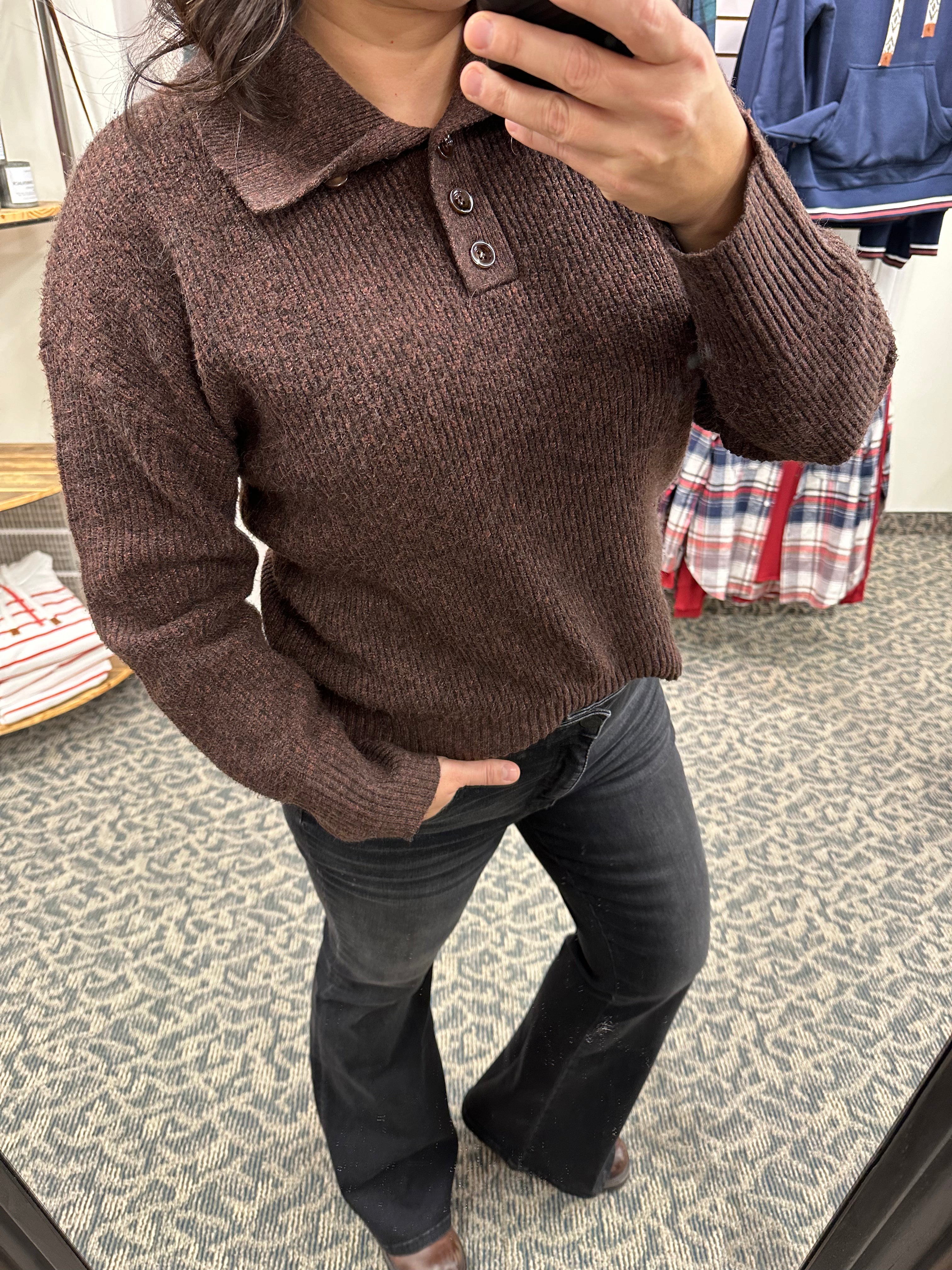 Heather Coffee Amaya Sweater Top - Sweater THREAD & SUPPLY