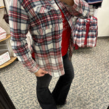 Cream Navy Red Green Marlee Plaid Tops - Button Ups PANACHE