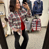 Cream Navy Red Green Marlee Plaid Tops - Button Ups PANACHE