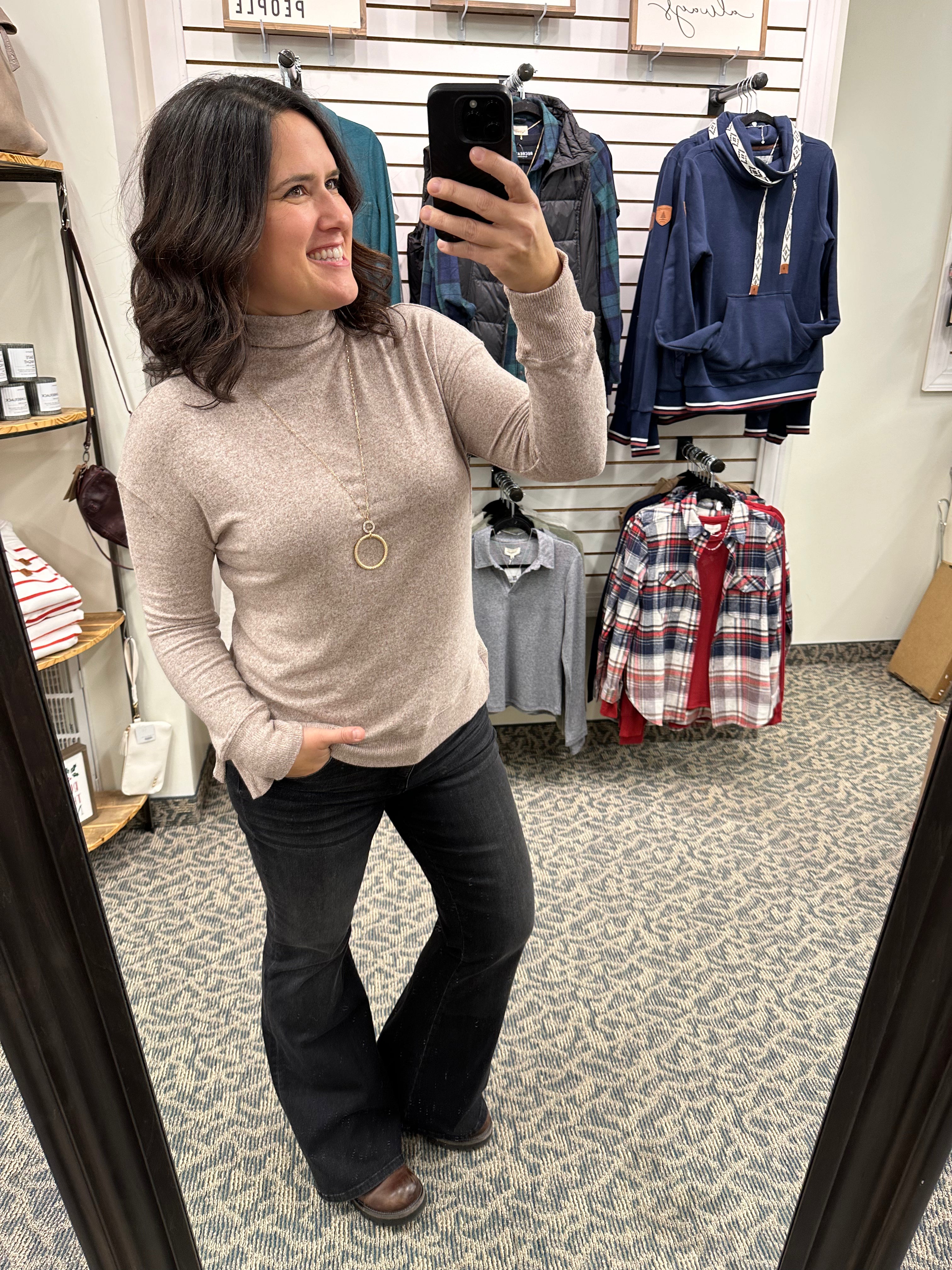 Mocha Mockneck Sweater Top - Sweater BE COOL