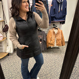 Long Black Down Vest Outerwear - Vest Anorak