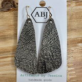 Black Cream Print Leather Earrings Jewelry - Earrings ARTIFACTS JESSICA LYNCH