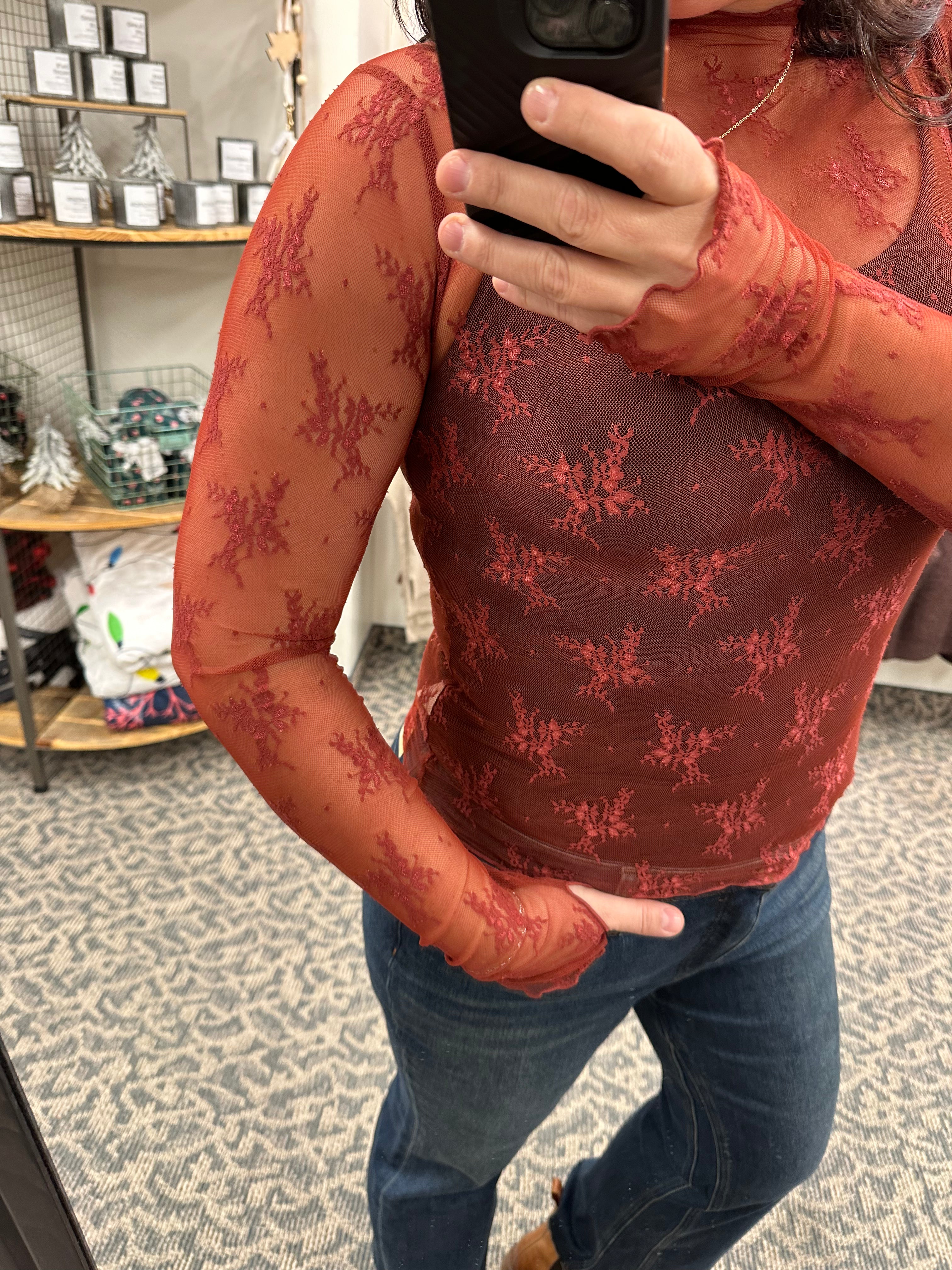 Brick Lace Long Sleeve w/thumbholes Tops- Blouses HEM & THREAD