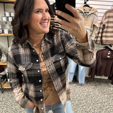Cream Brown Black Marlee Plaid Tops - Button Ups PANACHE