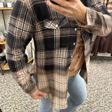 Cream Brown Black Marlee Plaid Tops - Button Ups PANACHE