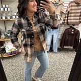 Cream Brown Black Marlee Plaid Tops - Button Ups PANACHE