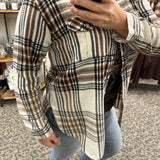 Black Brown White Marlee Plaid Tops - Button Ups PANACHE