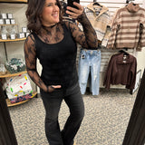Black Lace Long Sleeve w/thumbholes Tops- Blouses HEM & THREAD