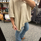 Taupe High Neck Sweater Poncho Top - Sweater WISHLIST